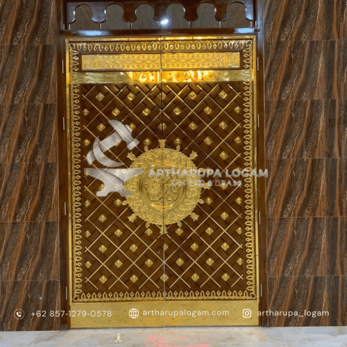 Artharupa logam pintu tembaga masjid motif nabawi