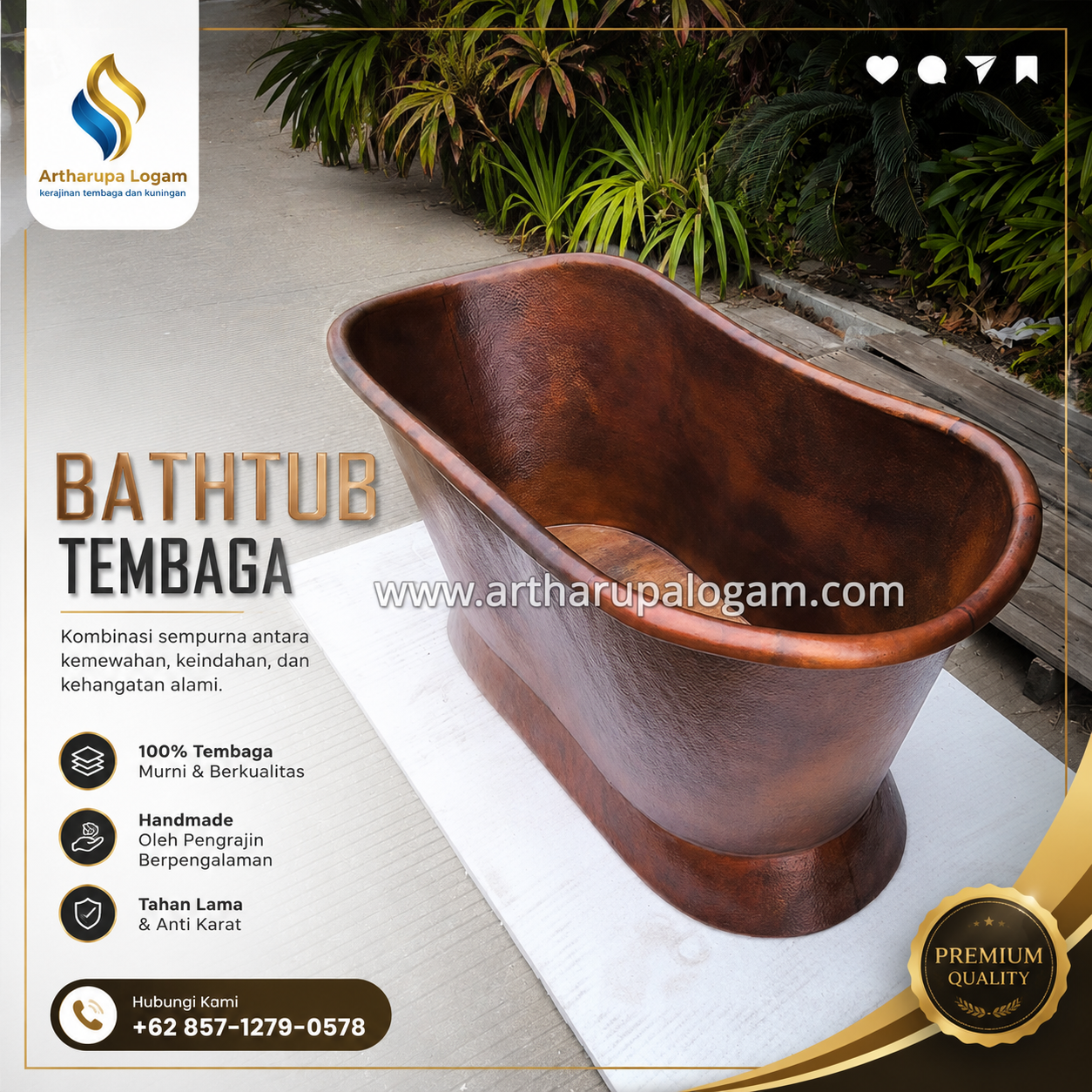 Bathtub tembaga custom